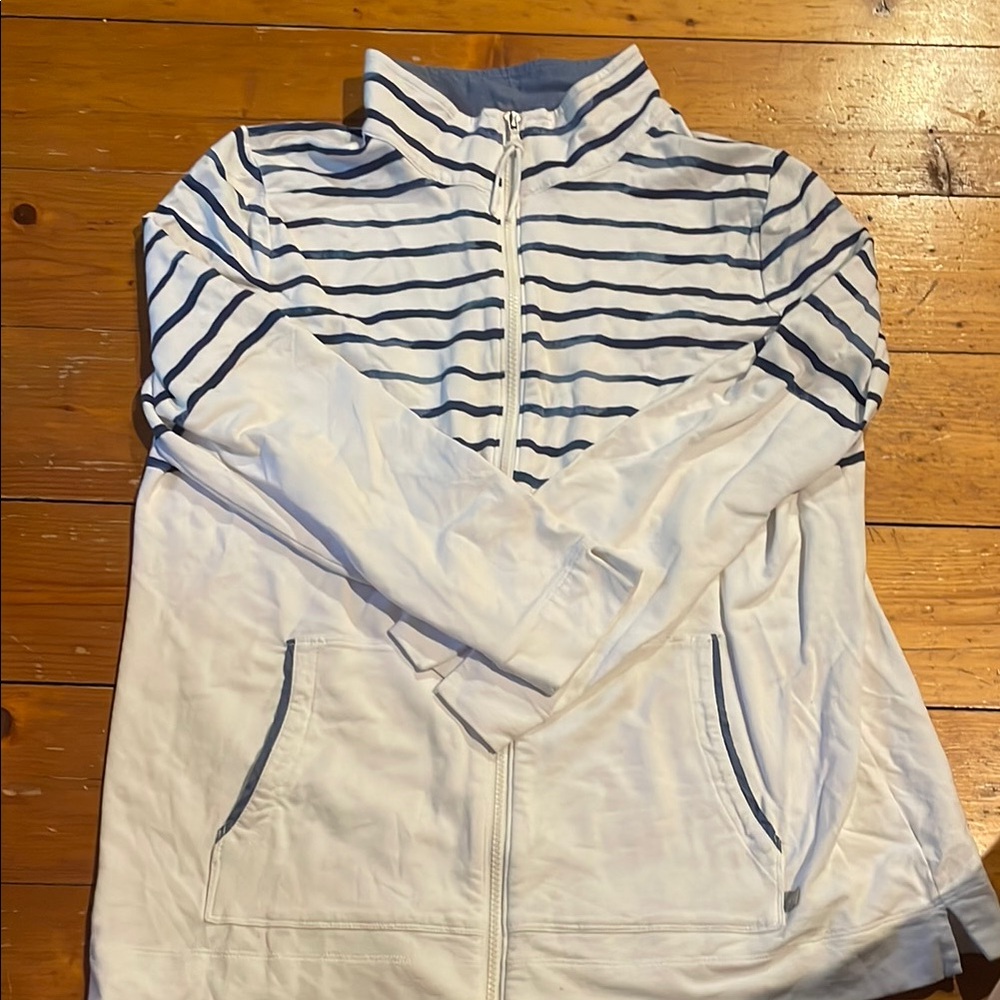 Talbots Navy and White Striped Jacket